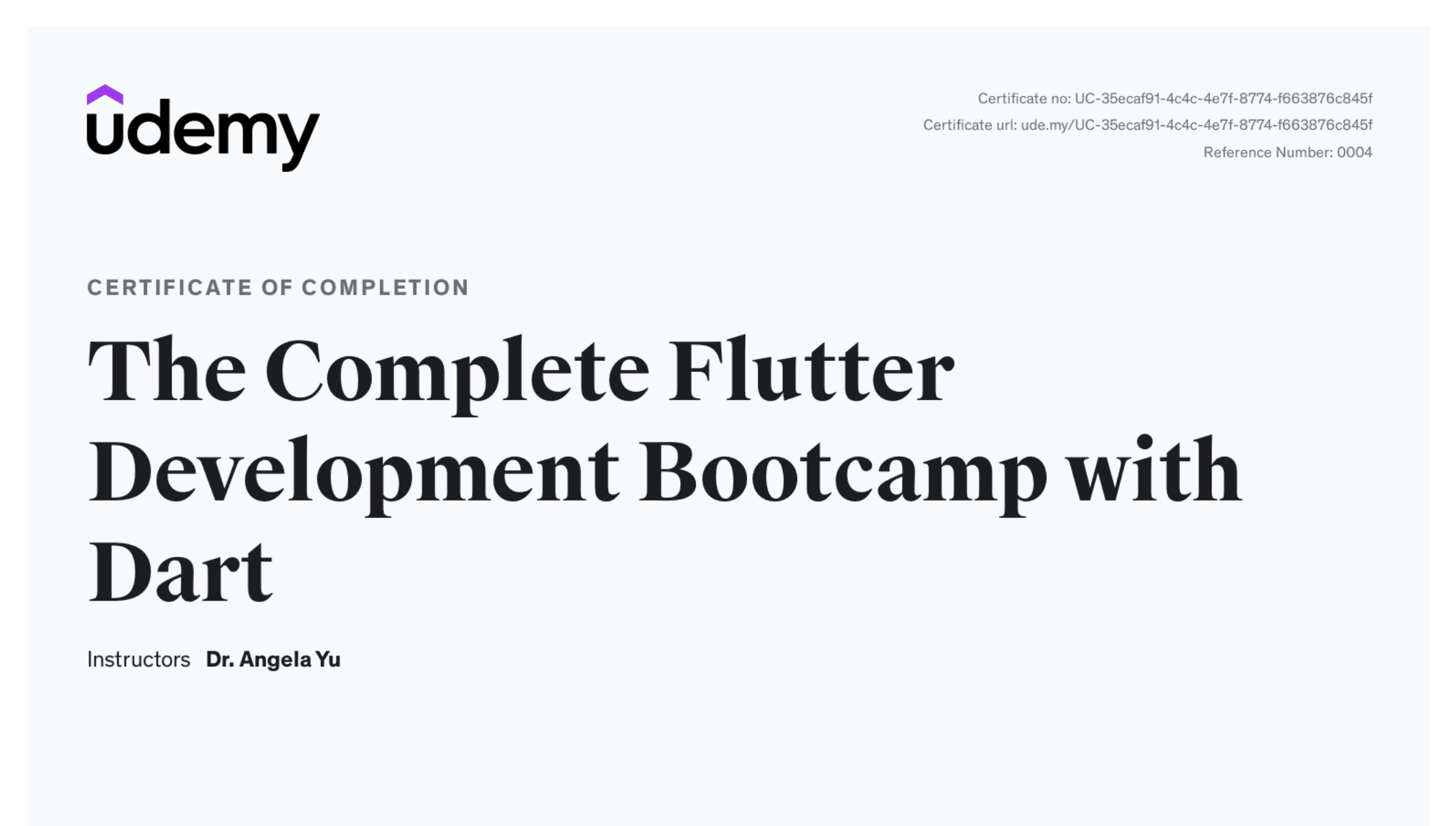 The Complete Flutter Development Bootcamp with Dart